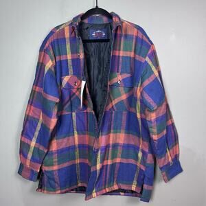 Vintage work jacket Large madras plaid quilted chore Pioneer Pace cotton NWT